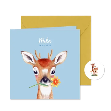 Geboortekaartje illustratie van een schattig jongens hertje